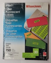 Wilson Jones #75631 Green Laser Fluorescent Labels 750 Ct 1&quot;x 2 5/8&quot; - £23.38 GBP