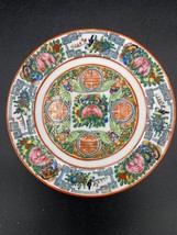 Saucer x 3, thin hand painted porcelain, pink, green, garden, famile ros... - $10.84