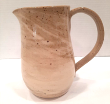 Vtg Signed LSM Studio Art Pottery Stoneware Tan Speckled Pitcher - £18.30 GBP