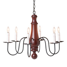 Irvins Country Tinware 6-Arm Large Norfolk Wood Chandelier in Rustic Red - £387.61 GBP