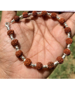 Natural RUDRAKSHA Rudraksh 5 Mukhi 5 Sided Bracelet 925 Sterling Silver ... - $36.26