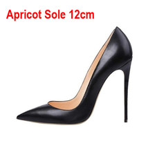 Classical Matte Black Pumps Woman High Heels  Shoes 12cm Stilettos PU Leather We - £58.53 GBP