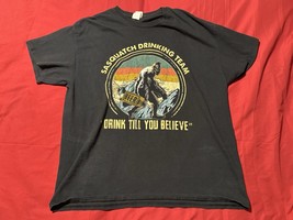 Sasquatch Drinking Team T-Shirt XL Gildan Black Funny Bigfoot Beer Tee - $15.95