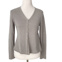 Eileen Fisher Womens Cardigan Sweater Medium Gray V-Neck Sweater Cotton ... - £38.91 GBP