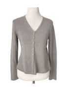 Eileen Fisher Womens Cardigan Sweater Medium Gray V-Neck Sweater Cotton ... - £39.07 GBP