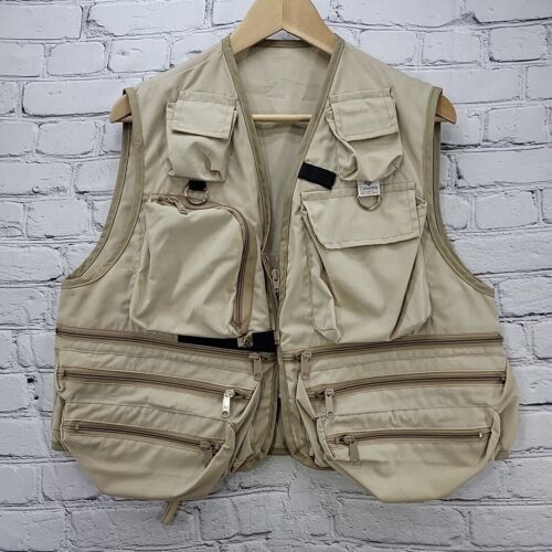 Vintage Columbia Sportswear Fisherman's Vest Mens Sz L (42) Khaki Multi-Pocket - $34.64