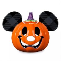 Disney Parks Mickey Mouse Halloween Jack O&#39; Lantern Pumpkin Votive Ceramic Candl - £67.03 GBP