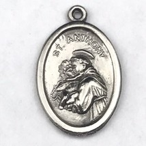 Vintage St Anthony Pendant Charm Medal Catholic Pray For Us - $10.06