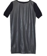 Fabiana Filippi Shift Dress Size XS 34 Brown Leather &amp; Tweed Merino Wool... - £41.68 GBP