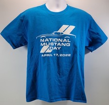 AR) National Ford Mustang Day April 17, 2022 Men&#39;s Blue T-Shirt Large - $19.79