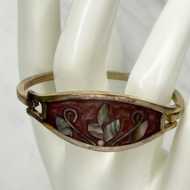 Vintage Mexico Alpaca Silver Tone Abalone Shell Flower Bangle Child&#39;s Br... - £15.76 GBP