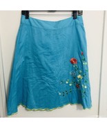 Tommy Hilfiger Y2K A-Line Skirt Sz 4 Blue Floral Embroidered Lined Side Zip - £14.78 GBP