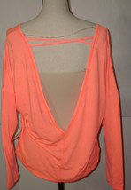 NWT Womens Lucy Activewear L Top LS Pullover Core Up Papaya Orange Brigh... - $97.02