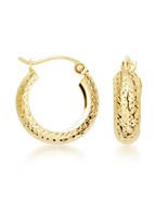 14K yellow gold huggies hoop earrings for women 15mm in diameter  - €130,26 EUR