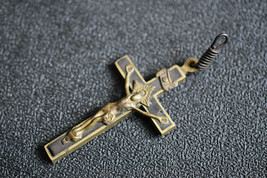 ⭐antique crucifix,bronze &amp; ebony wood,pendant,religious cross ⭐ - £30.50 GBP