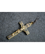 ⭐antique crucifix,bronze &amp; ebony wood,pendant,religious cross ⭐ - £30.33 GBP