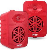 Indoor Outdoor Speakers Pair - 300 Watt Dual Waterproof 4” 2-Way Full Range, Red - £61.54 GBP