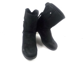 Abeo Boots Women 9.5M Blaine Shoes Black Leather Suede Shearling Tassels... - $34.47