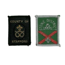 Vtg BSA Boy Scouts UK Patch Lot of 2 Stafford County Stone County District - $11.40