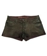 RICH &amp; SKINNY Legacy WAX Coated BROWN Snake Skin Print SHORTS 28 FREE SH... - $216.49 CAD