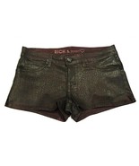 RICH &amp; SKINNY Legacy WAX Coated BROWN Snake Skin Print SHORTS 28 FREE SH... - £126.90 GBP