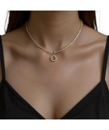 Women&#39;s Gold plated brass Smiley Face Charm diamond CZ Tennis Chain Neck... - €30,73 EUR