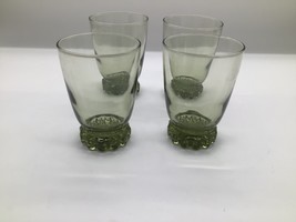 Avocado Green Libbey Ruffled Base Daisy Footed 4.5&quot;Tall Drinking Glass S... - $26.73