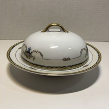 Round Covered Butter Dish Noritake Rosemary 1920&#39;s Floral Urn 7.25&quot; - $19.79