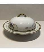 Round Covered Butter Dish Noritake Rosemary 1920&#39;s Floral Urn 7.25&quot; - £15.57 GBP