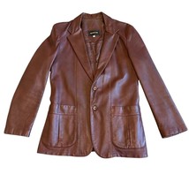 Nordstrom Vintage Burgundy Genuine Leather Jacket Coat Button-Down Size ... - $72.57