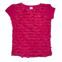 Fuchsia Pink Shirt Girl 5T Ruffle Flounce Short Sleeve Tee Classic Cute - £3.95 GBP