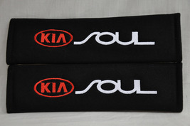 2 pieces (1 PAIR) Kia Soul Embroidery Seat Belt Cover Shoulder Pads (Bla... - $17.99