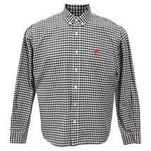 Ami Button Down A Heart Check Shirt In Cotton Men Blue Size 41 - $186.20