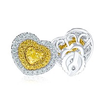 Art Deco Design 1.04 CT Heart Love Diamond Stud Earrings 14k White Gold - £2,294.15 GBP
