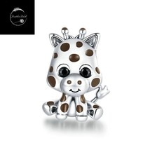 Genuine Sterling Silver 925 Cute Giraffe Baby Animal Bead Charm For Bracelets - £15.29 GBP