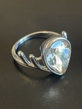 Beige Rhinestone S925 Sterling Silver Woman Ring Size 9 - £11.84 GBP