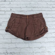 Op Shorts Womens Juniors 13 Brown Mid Rise Roll Tab Cotton Shorts Y2K - £15.94 GBP