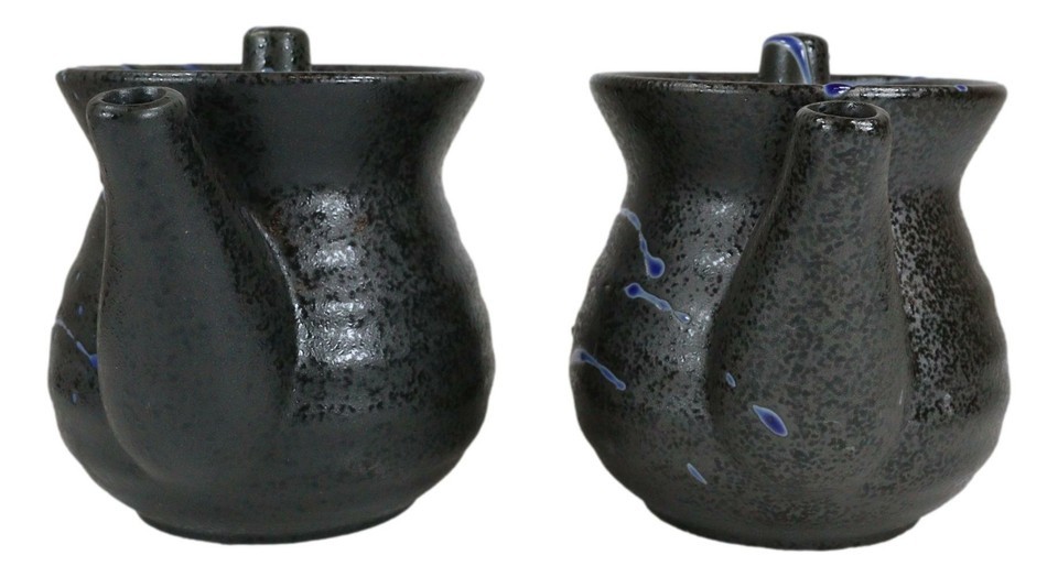 Pack of 2 Speckled Black Blue Japanese Tenmoku Porcelain Soy Sauce Dispensers Item image 7