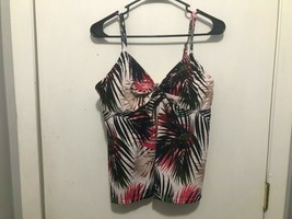 NWT Swimsuits For All Tankini Bathing Top Tropical Leaves SZ 10 C/D Buil... - $282.50 MXN