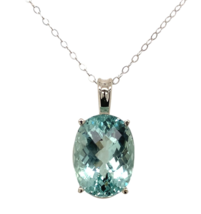 14k White Gold 6.64 Carat Genuine Natural Aquamarine Pendant w/18&quot; Chain... - $1,019.70