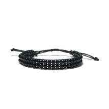 Fashion Black Obsidian Bracelet Adjustable Braided String Braclet Men Women Pair - £11.26 GBP