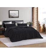NEIDA BLACK STRIPE BLANKET EMBOSSED SHERPA SOFTY THICK &amp; WARM 3 PCS KING... - $109.32 CAD