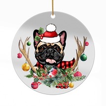 Cute Boston Terrier Dog Antlers Reindeer Christmas Ornament Acrylic Gift... - $16.78