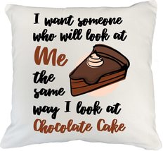 Chocolate Cake Lover White Pillow Cover for Couple, Men and Women 18x18 in White - $24.74+