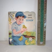 Vintage 1960’s Norcross Happy Easter Nephew Greeting Card Boy Ducks - $4.94
