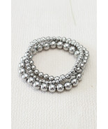 Silvery 3pcs 4/6/8mm Bead Bracelet Set - $9.02 CAD
