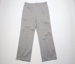 Vintage 70s Streetwear Womens 16 Knit Bell Bottoms Pants Gray Houndstooth USA - £46.47 GBP