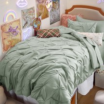 Twin Xl Comforter Set Sage Green - 5 Pieces Bedding Sets, Pinch Pleat Bed In A B - £52.44 GBP