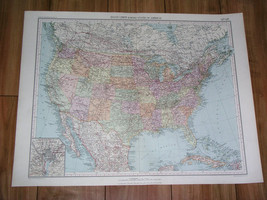 1927 Rare Vintage Italian Map Of United States Usa / Washington D.C. Inset Map - £24.07 GBP