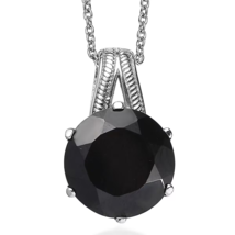 Thai Black Spinel 12.60ctw Pendant Necklace in Stainless Steel 20 Inches... - $843.90 MXN
